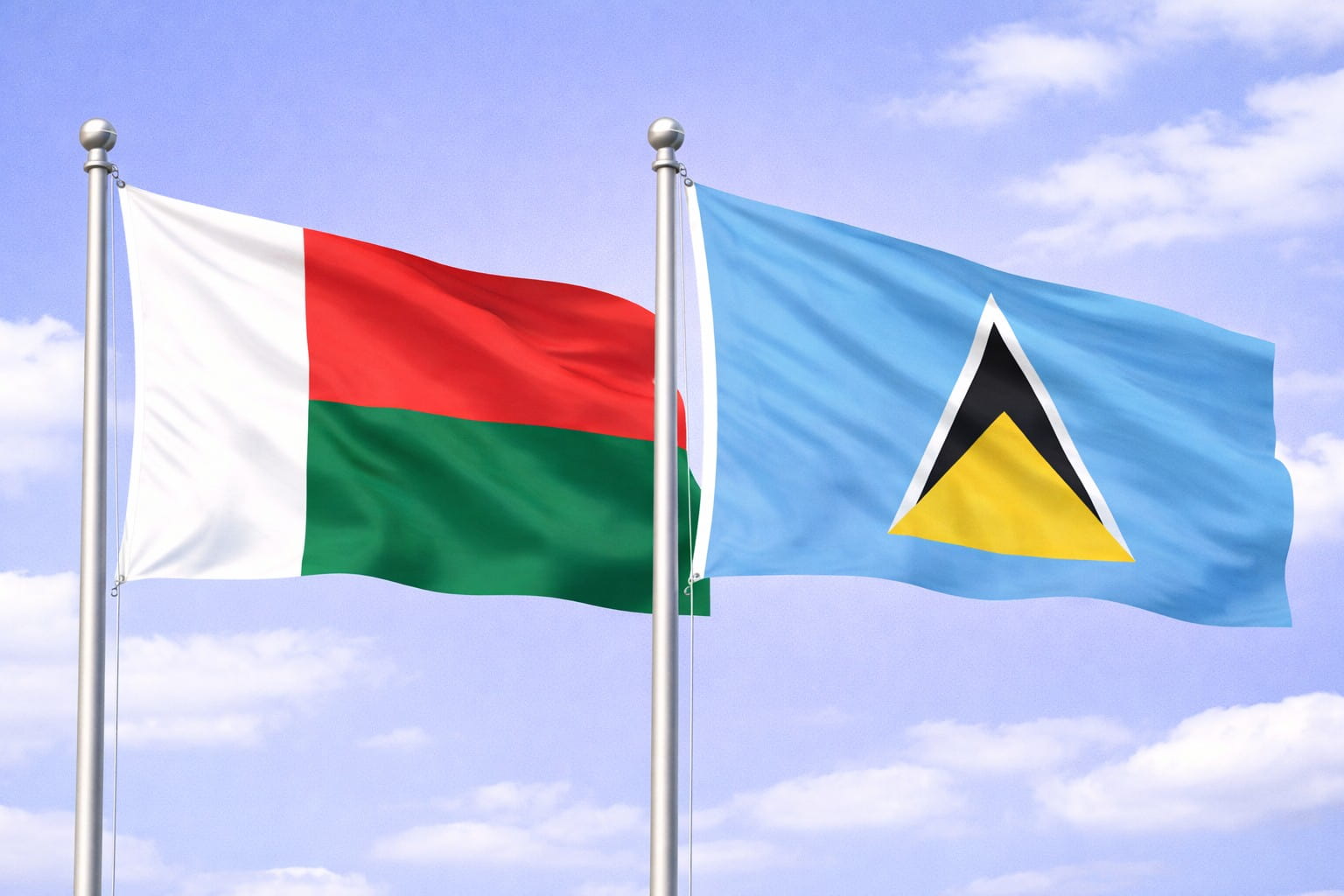 Madagascar Flag And Saint Lucia