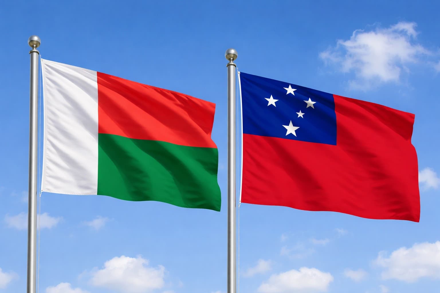 Madagascar Flag And Samoa Flag
