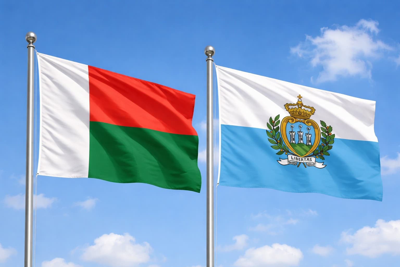 Madagascar Flag And San Marino Flag