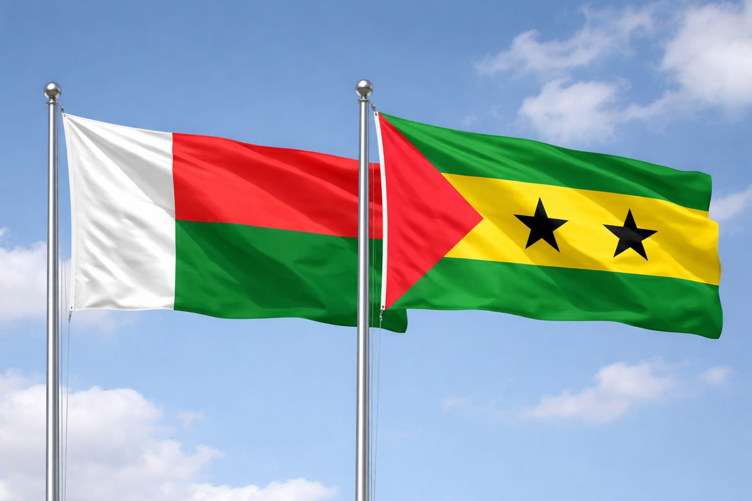 Madagascar Flag And Sao Tome And Principe Flag