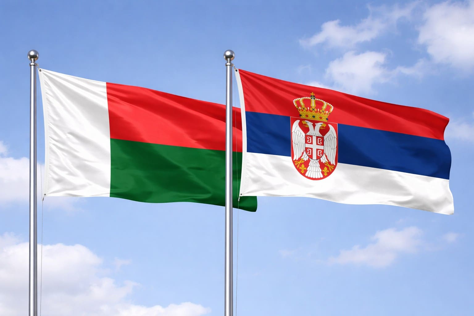 Madagascar Flag And Serbia Flag