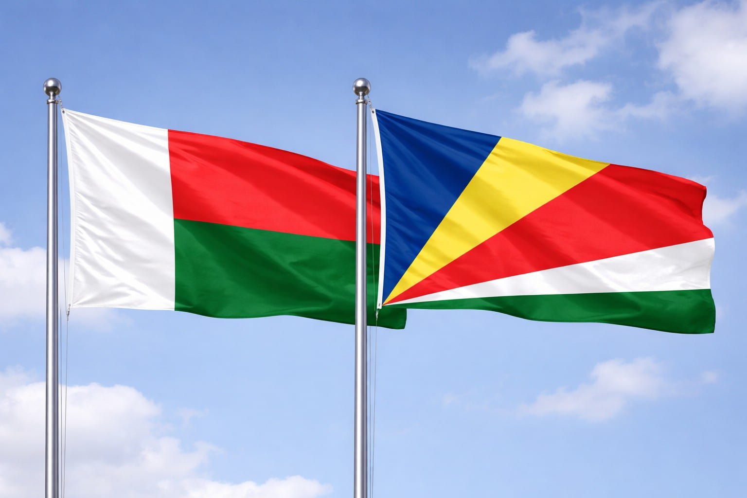 Madagascar Flag And Seychelles Flag