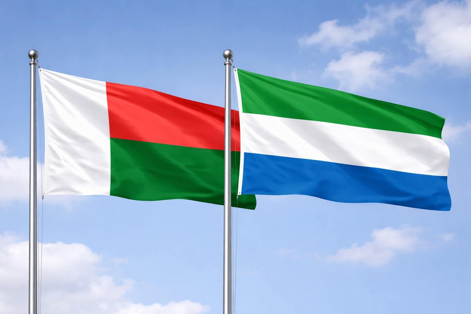 Madagascar Flag And Sierra Leone Flag