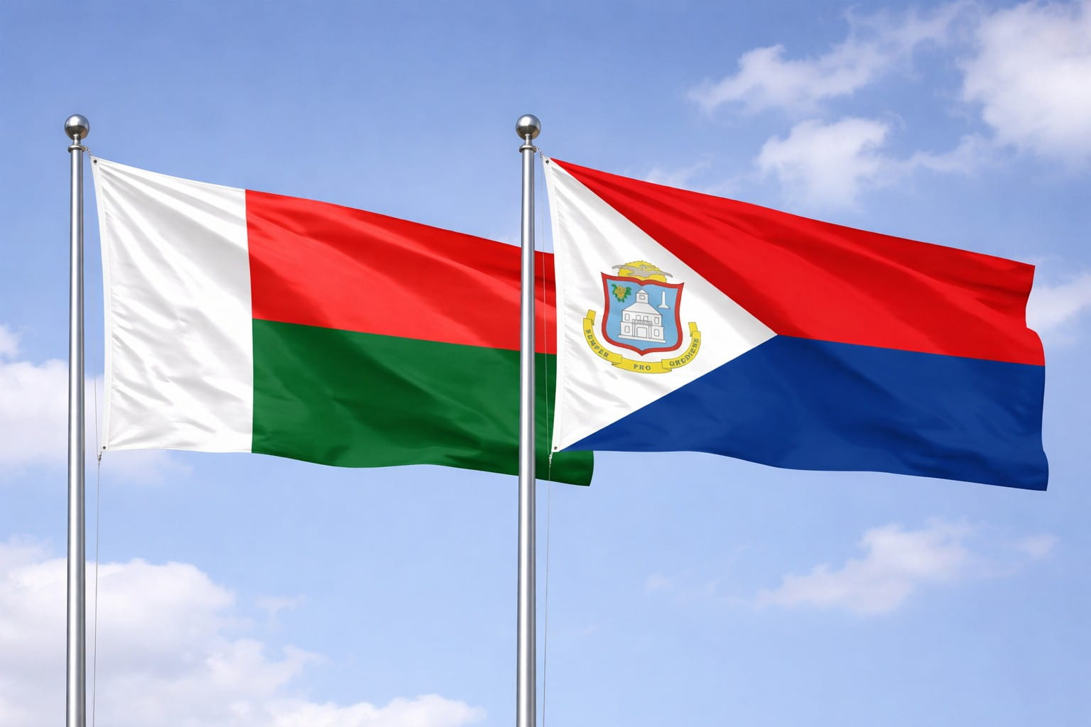Madagascar Flag And Sint Maarten