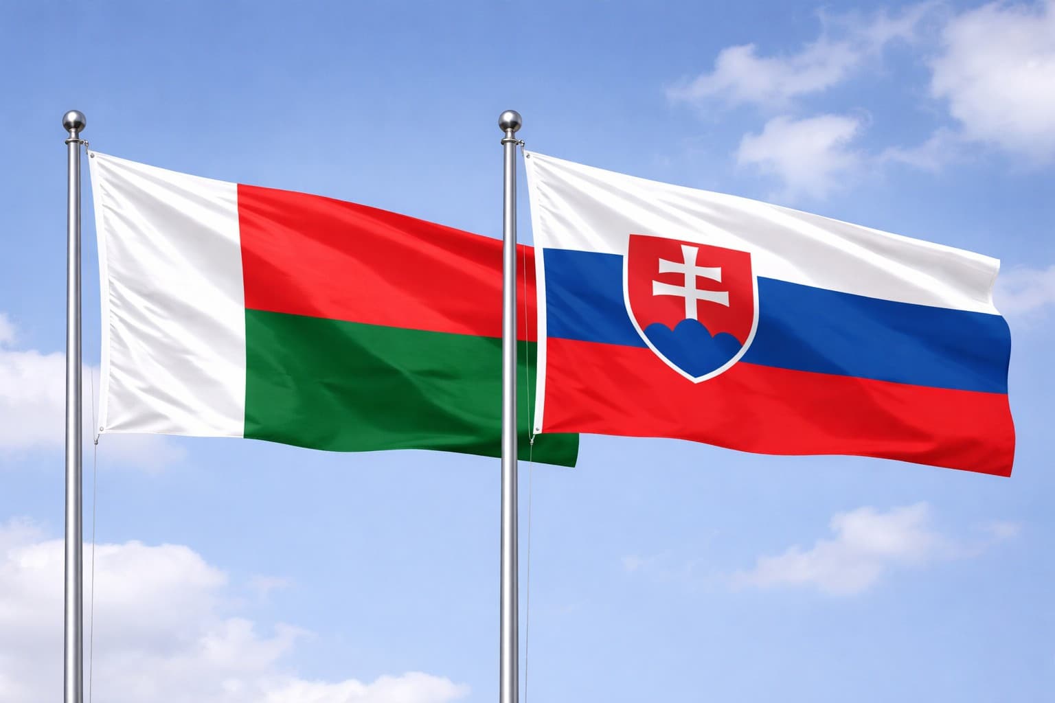 Madagascar Flag And Slovakia Flag