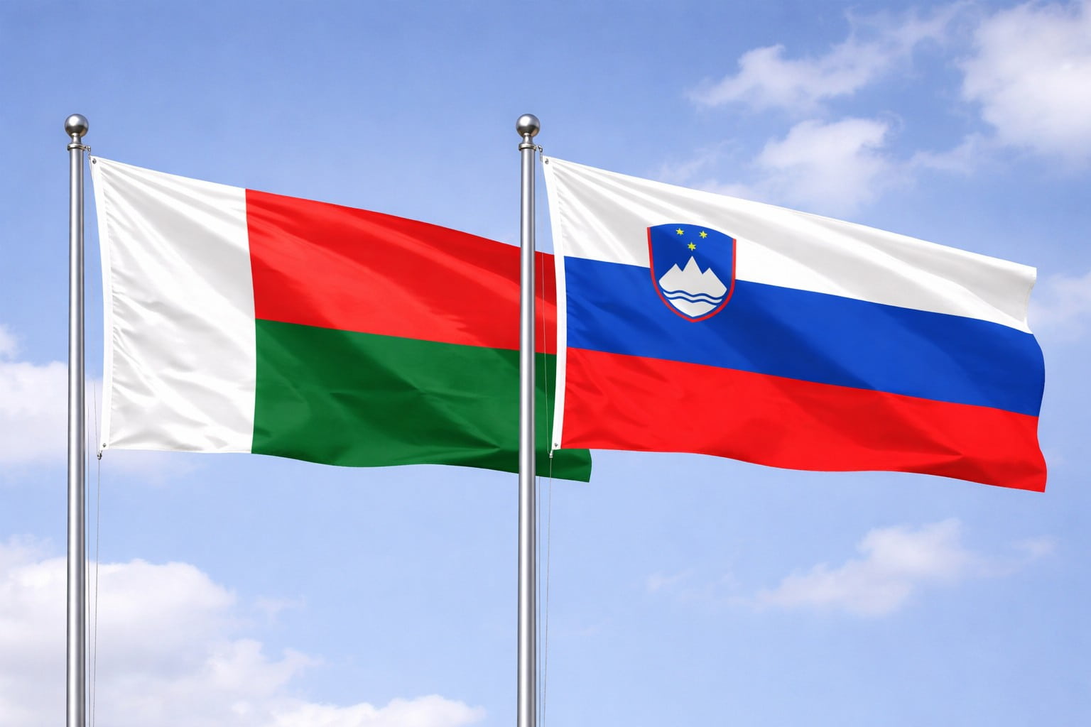 Madagascar Flag And Slovenia Flag