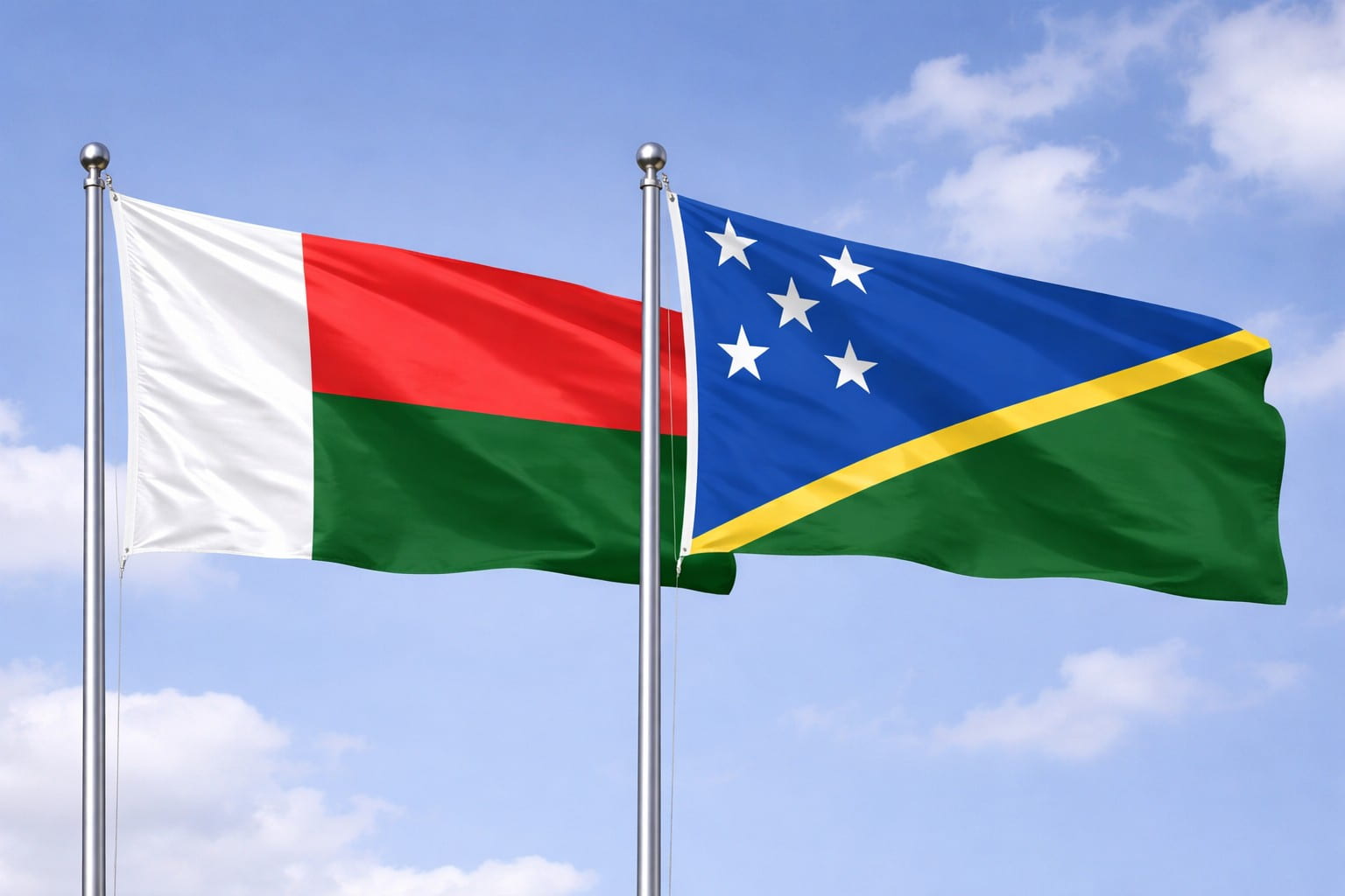 Madagascar Flag And Solomon Islands Flag
