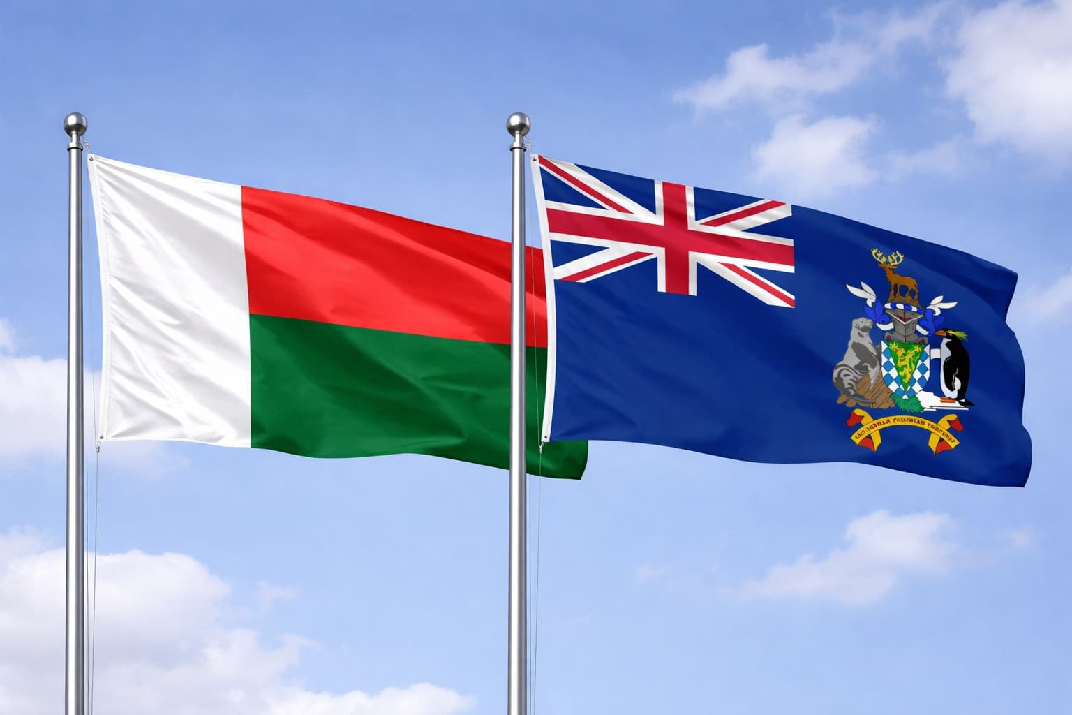Madagascar Flag And South Georgia And The South Sandwich Islands Flag