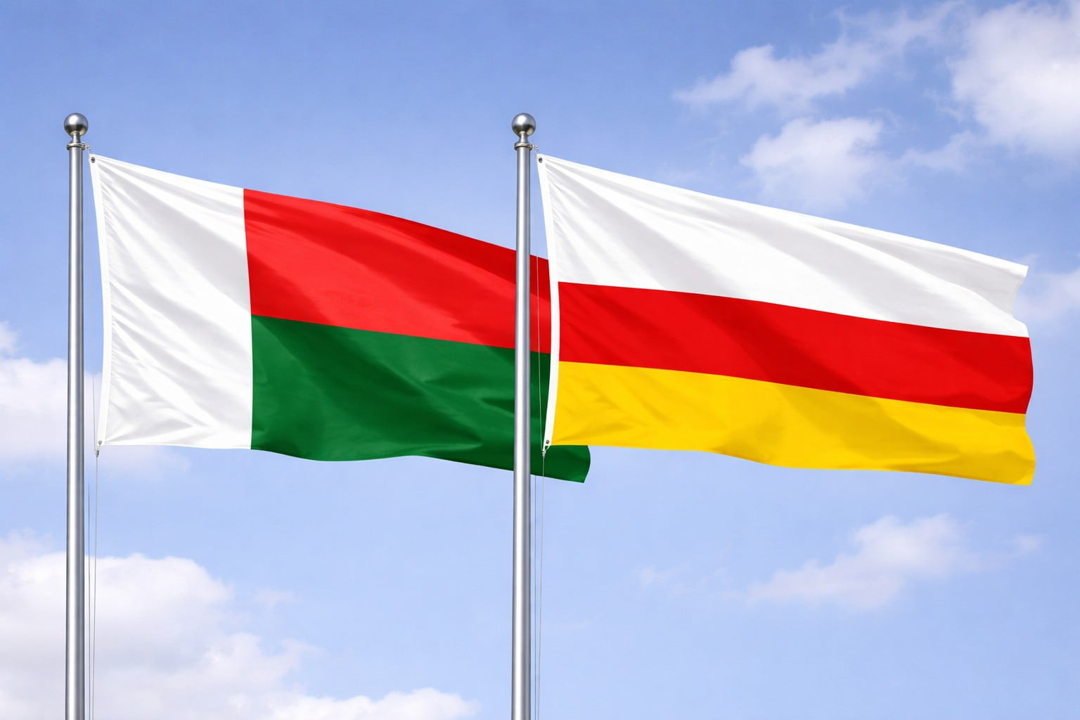 Madagascar Flag And South Ossetia Flag