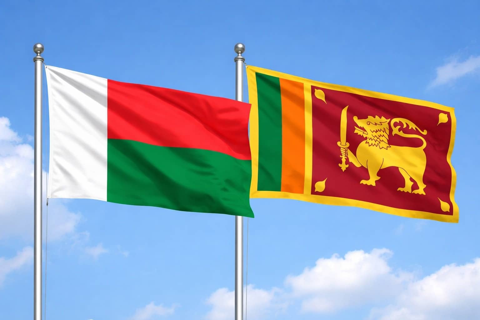 Madagascar Flag And Sri Lanka Flag