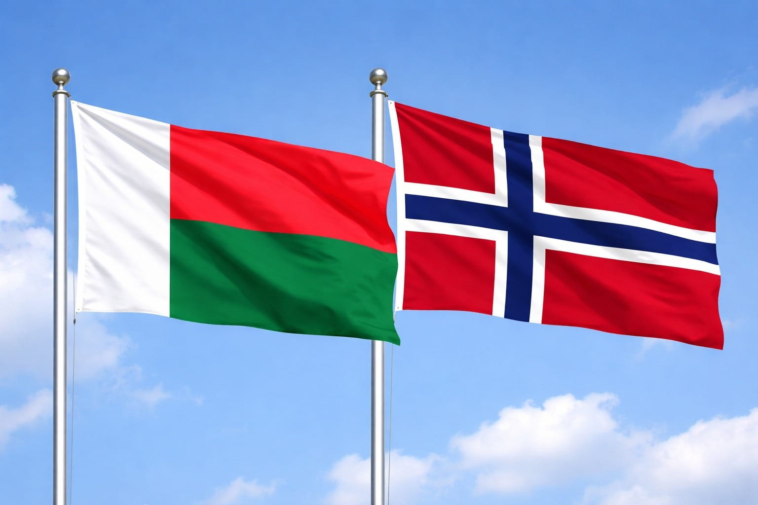 Madagascar Flag And Svalbard And Jan Mayen Flag