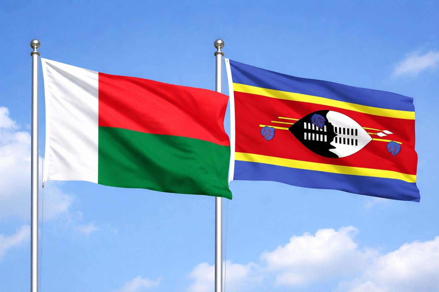 Madagascar Flag And Swaziland Flag
