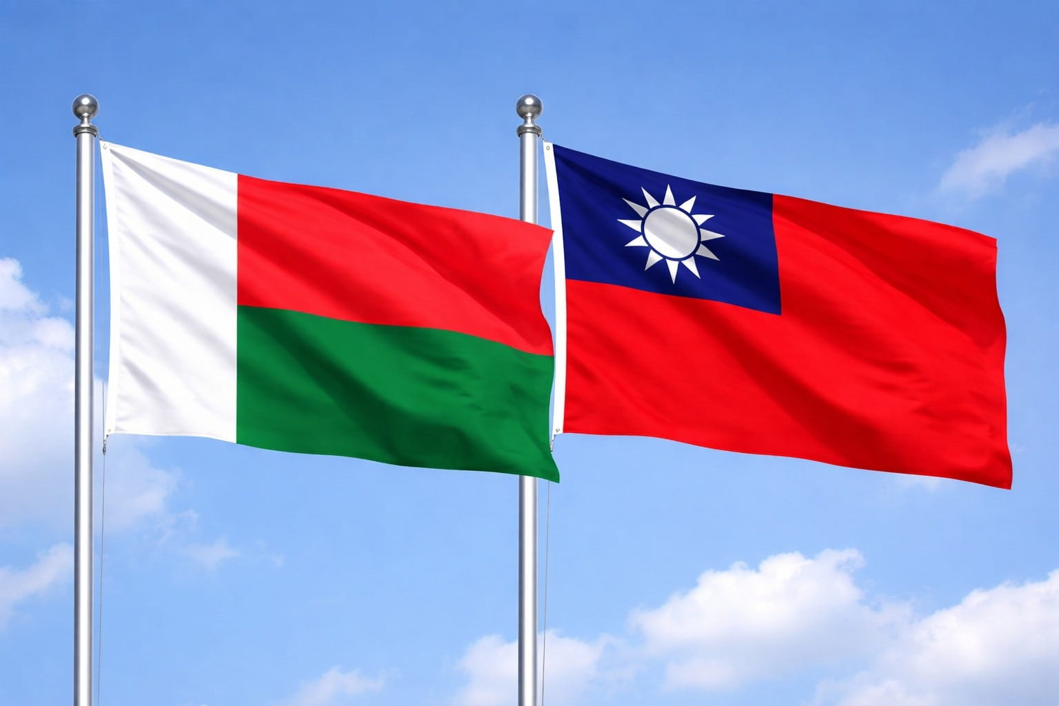 Madagascar Flag And Taiwan Flag