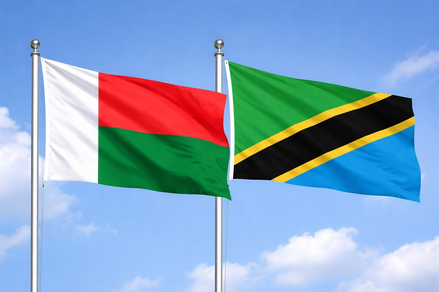 Madagascar Flag And Tanzania Flag