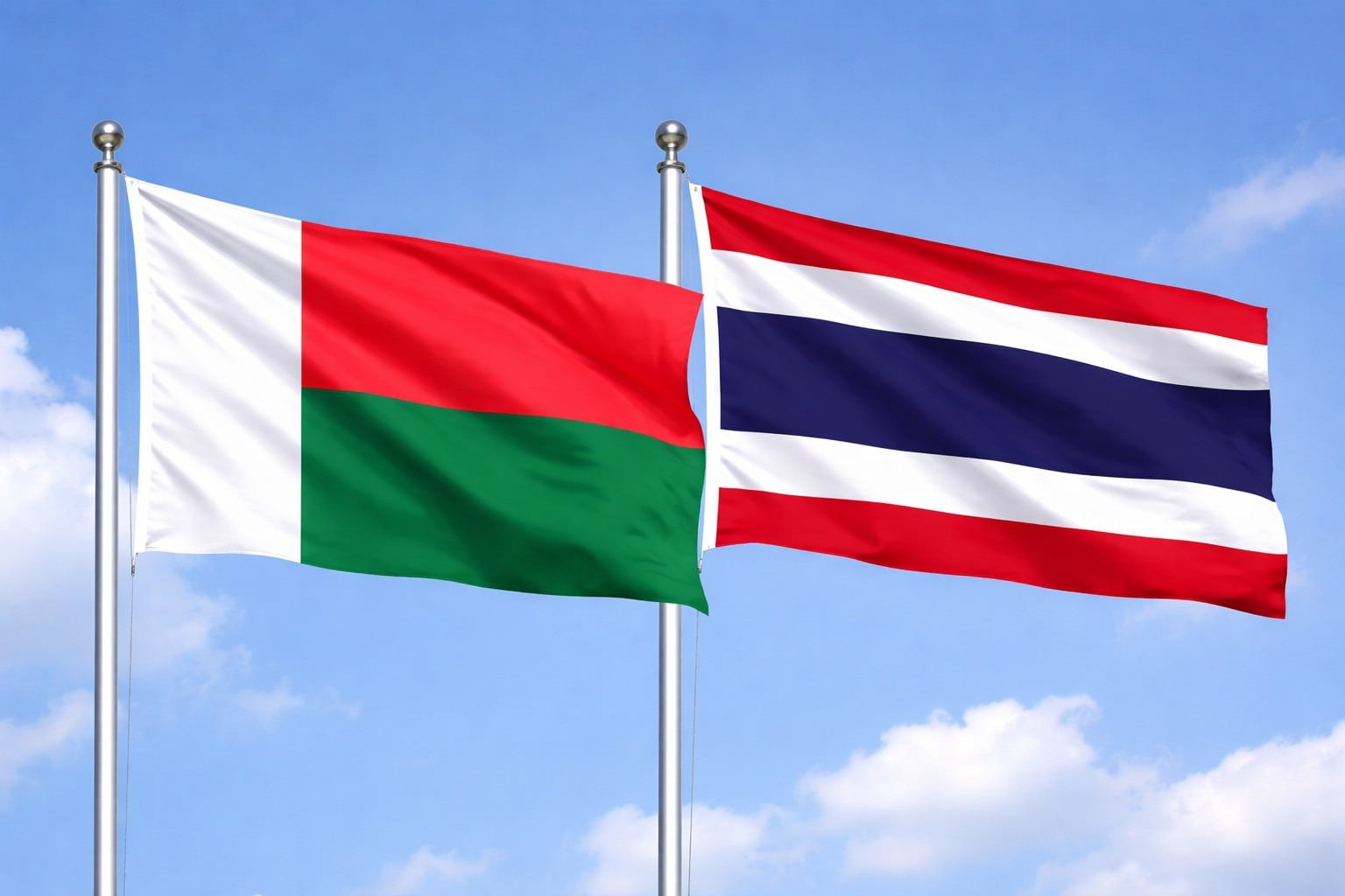 Madagascar Flag And Thailand Flag