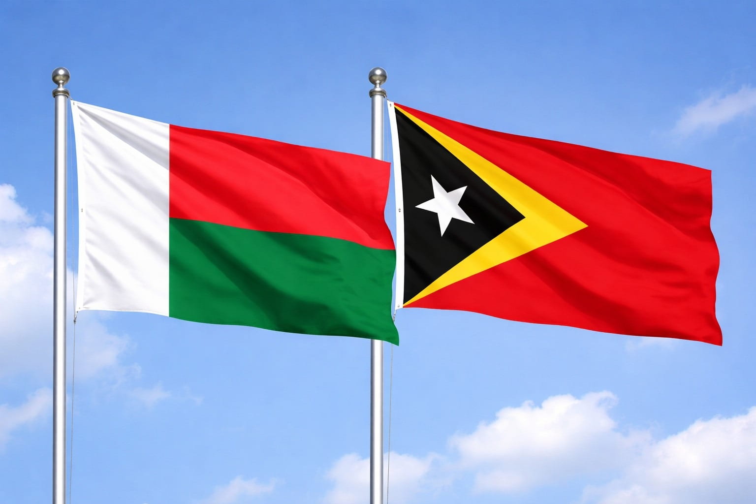 Madagascar Flag And Timor Leste Flag