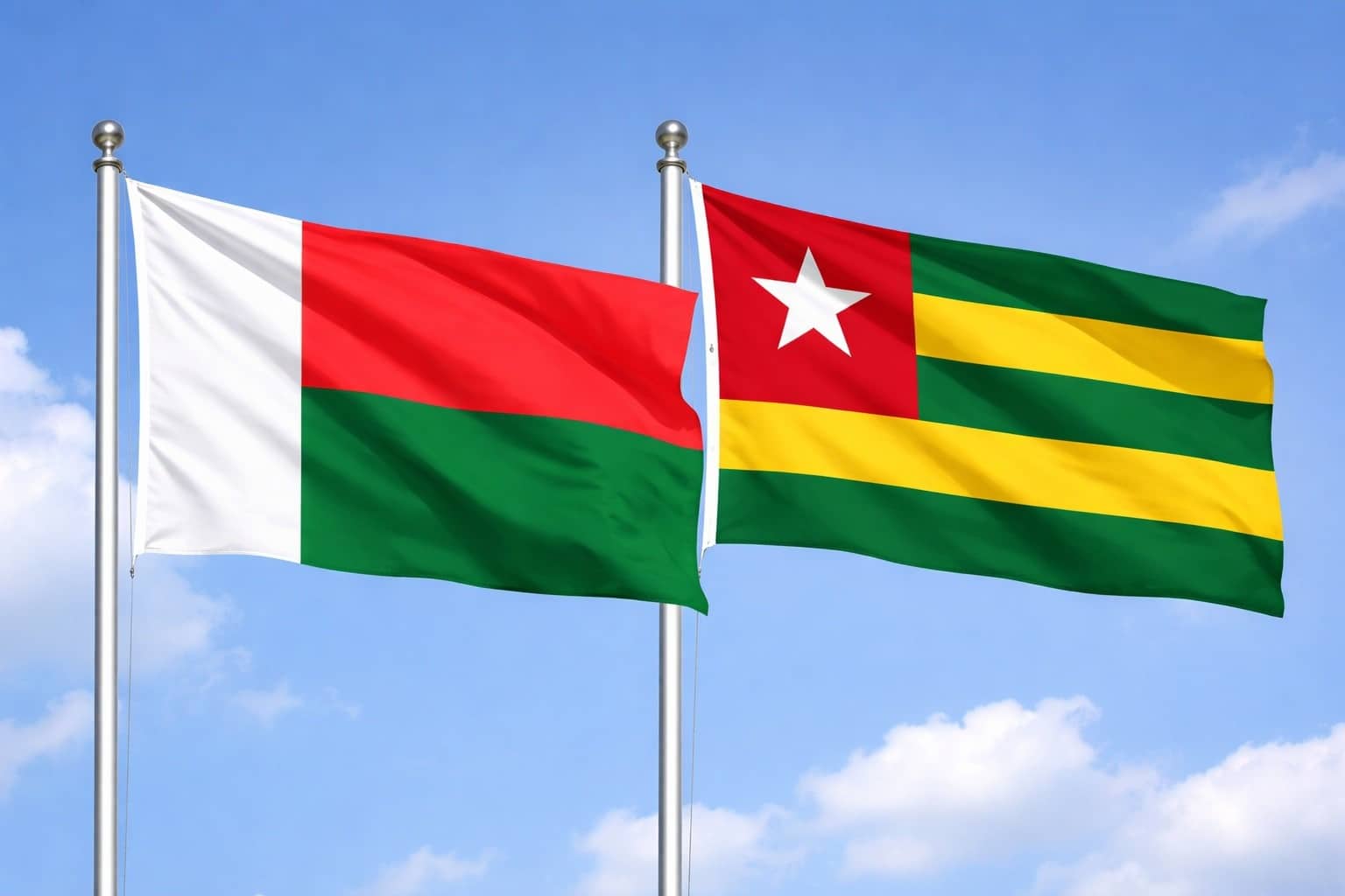 Madagascar Flag And Togo Flag