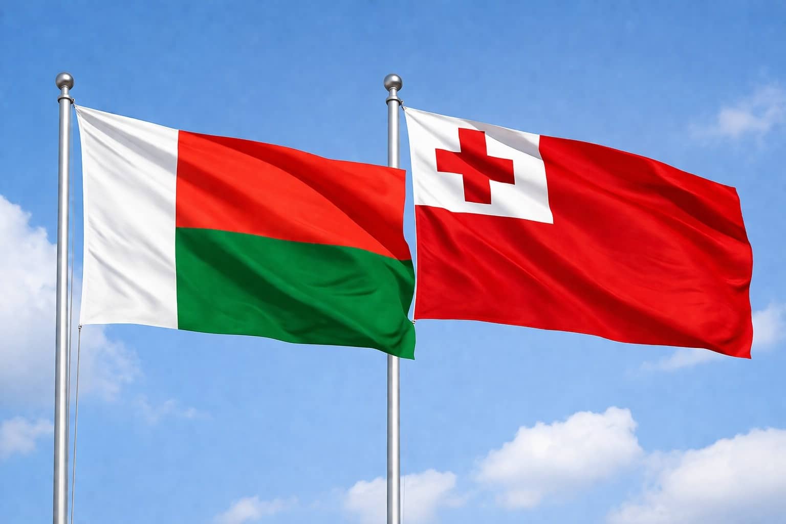Madagascar Flag And Tonga Flag