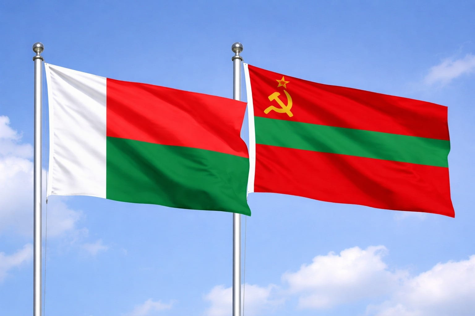 Madagascar Flag And Transnistria Flag