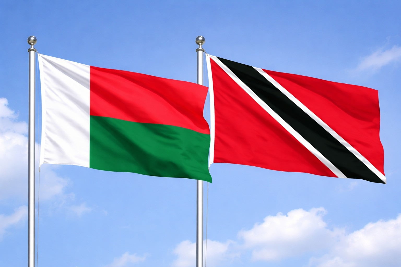 Madagascar Flag And Trinidad And Tobago Flag