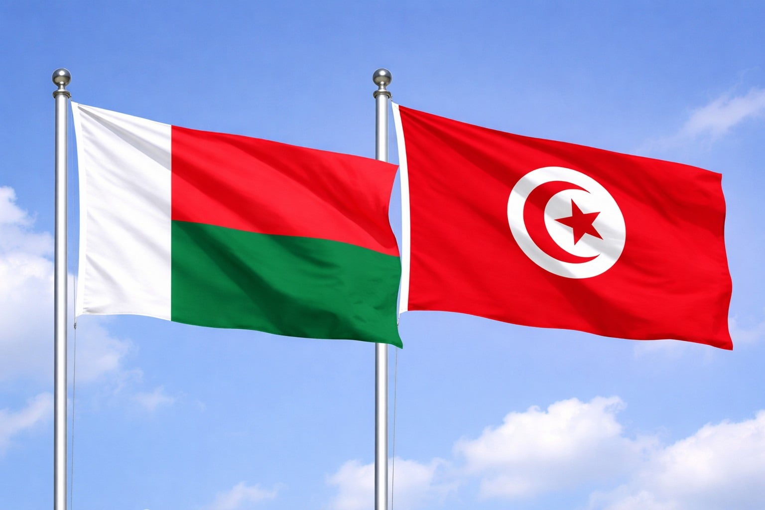 Madagascar Flag And Tunisia Flag