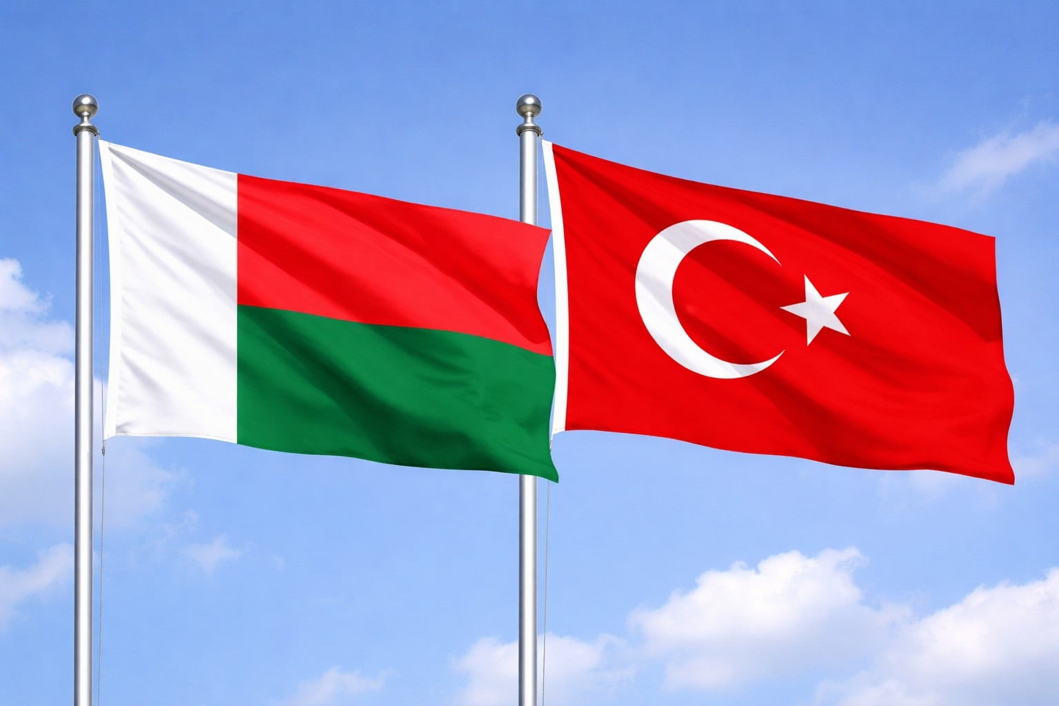 Madagascar Flag And Turkey Flag