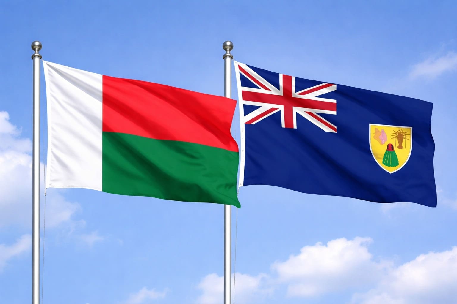 Madagascar Flag And Turks And Caicos Islands Flag