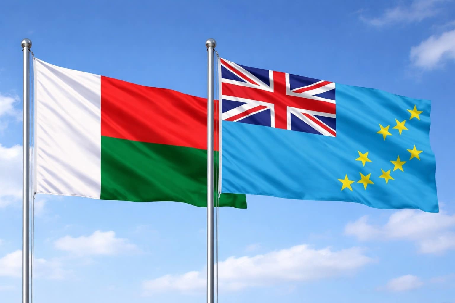 Madagascar Flag And Tuvalu Flag