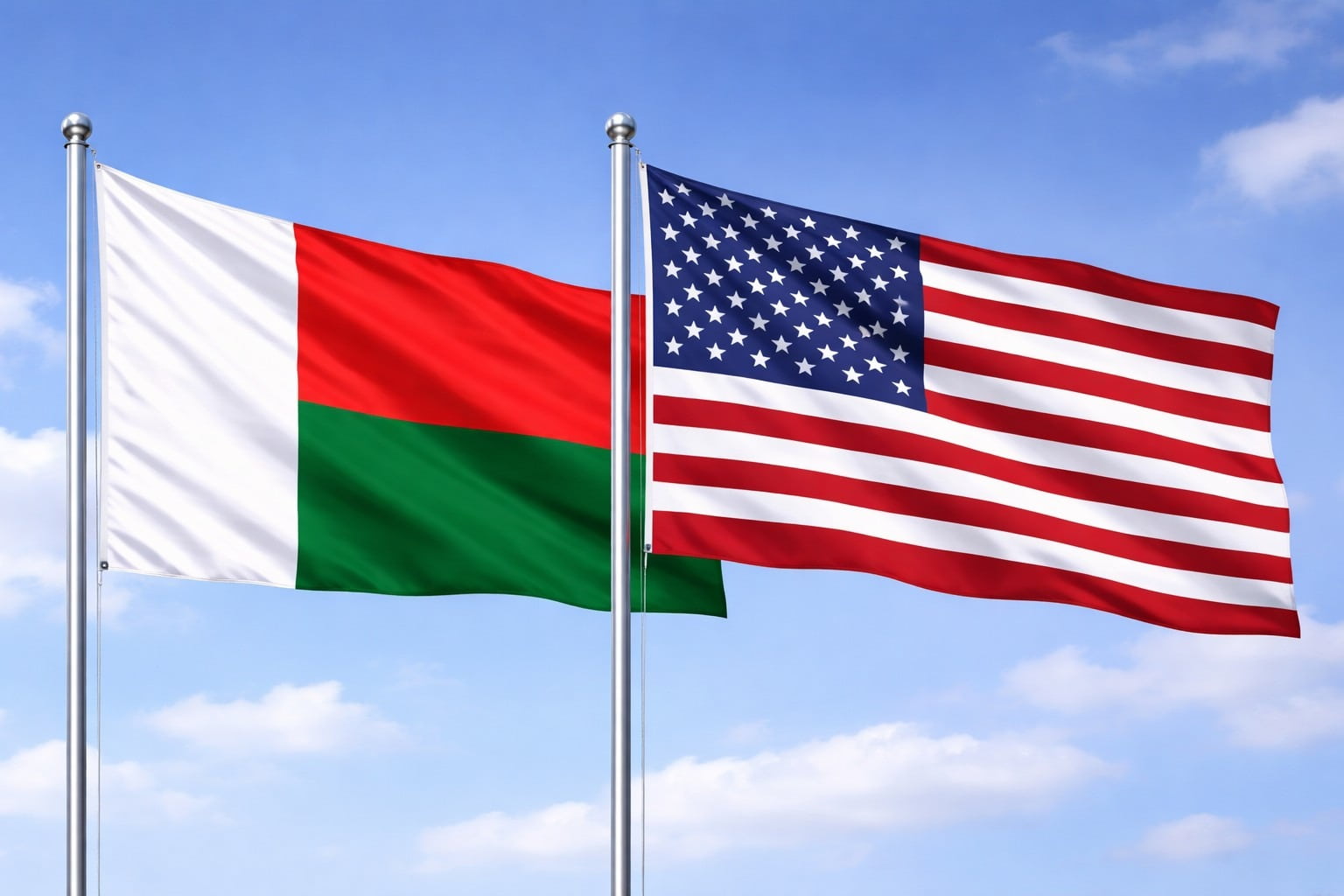 Madagascar Flag And United States Minor Outlying Islands Flag