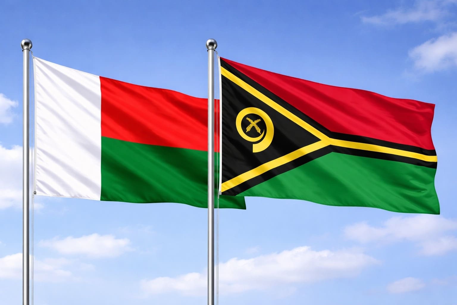 Madagascar Flag And Vanuatu Flag
