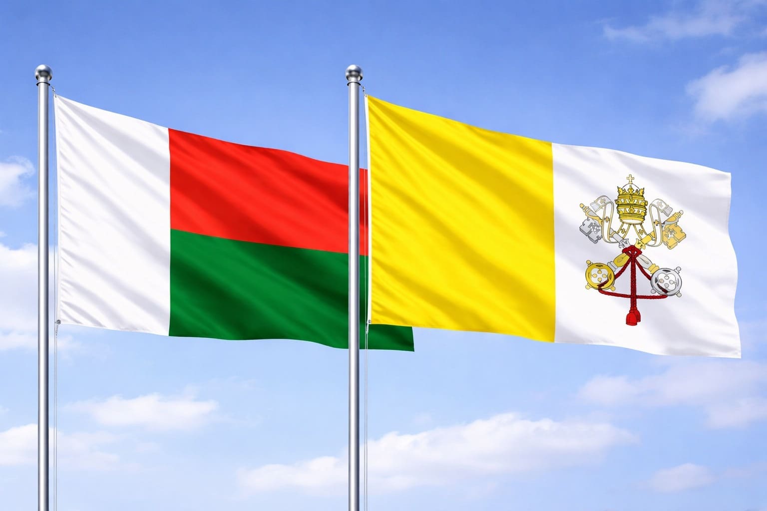 Madagascar Flag And Vatican City Flag