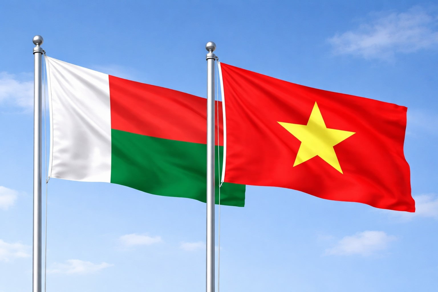 Madagascar Flag And Vietnam Flag