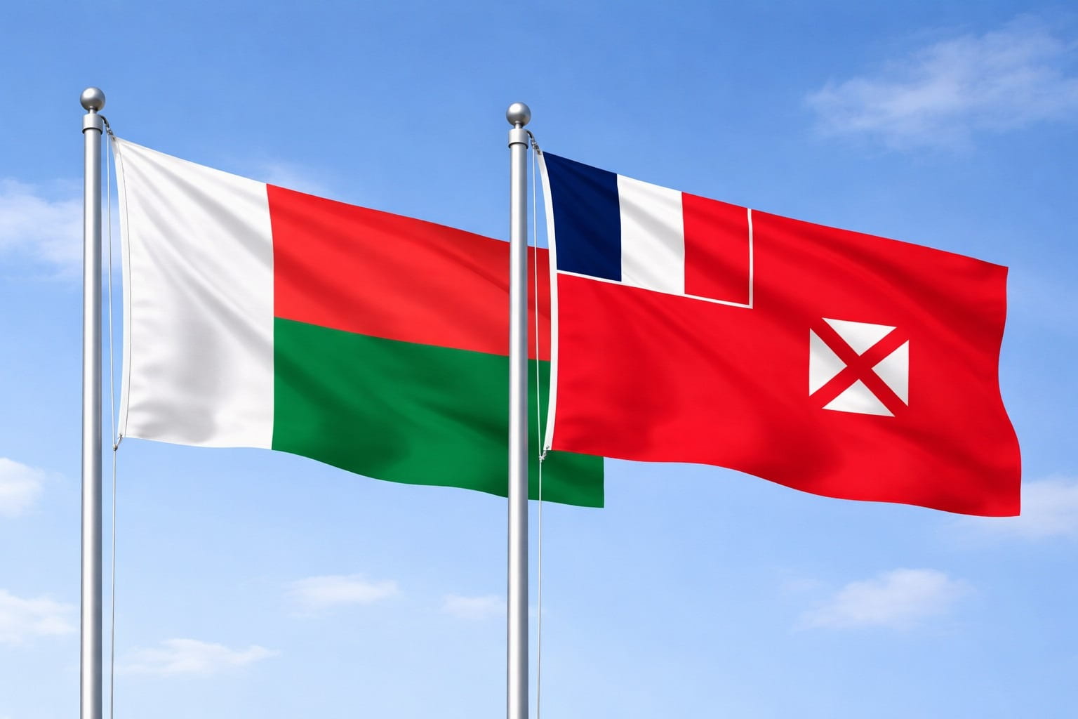 Madagascar Flag And Wallis And Futuna Flag