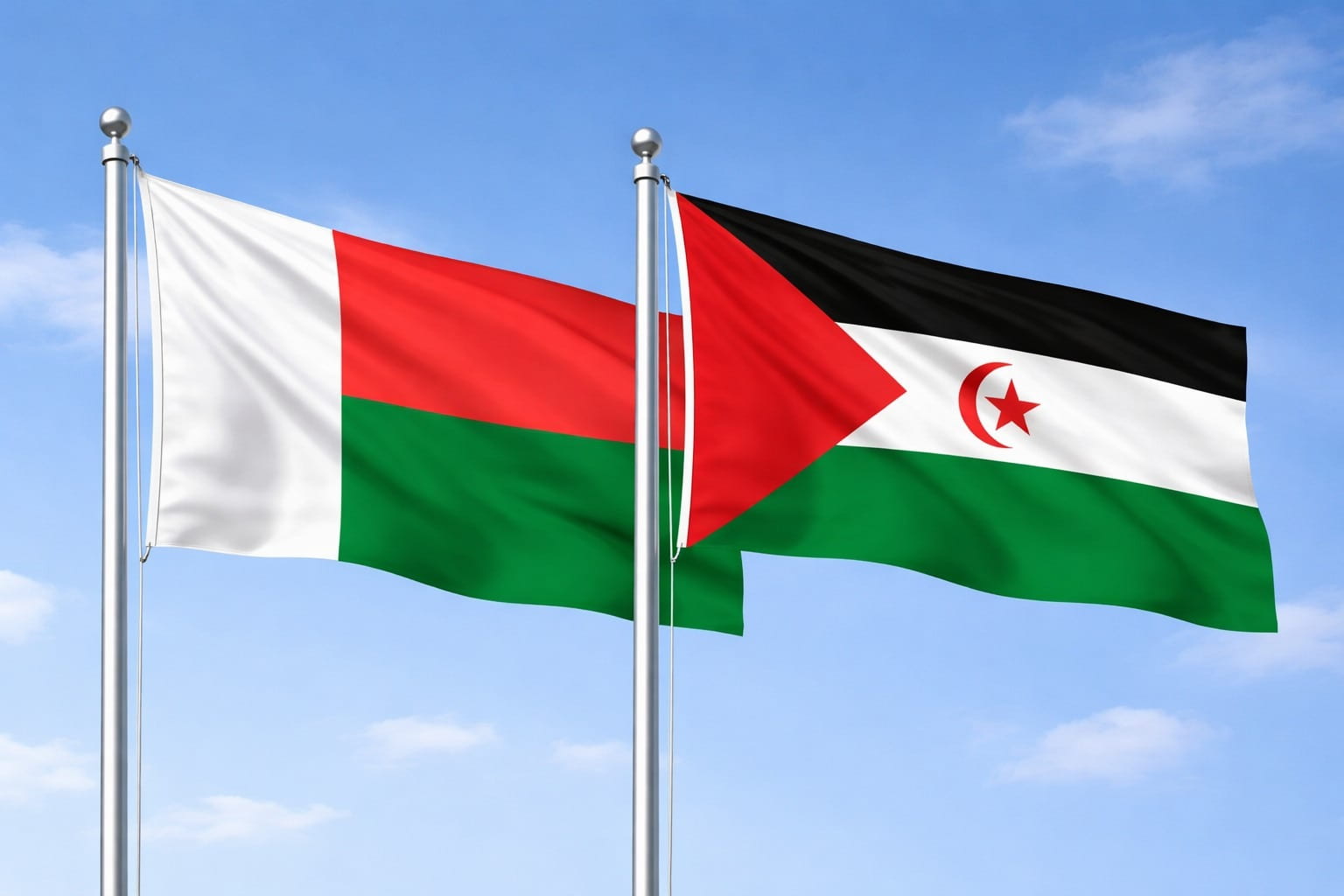 Madagascar Flag And Western Sahara Flag