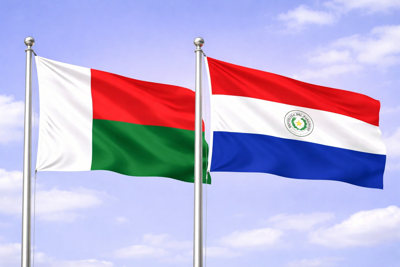 Madagascar Flag Paraguay Flag