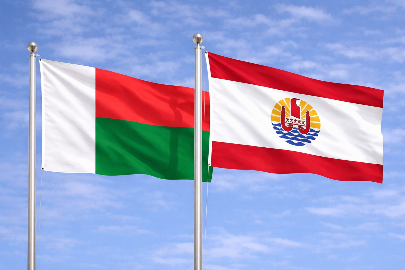 Madagasscar Flag And French Polynesia Flag