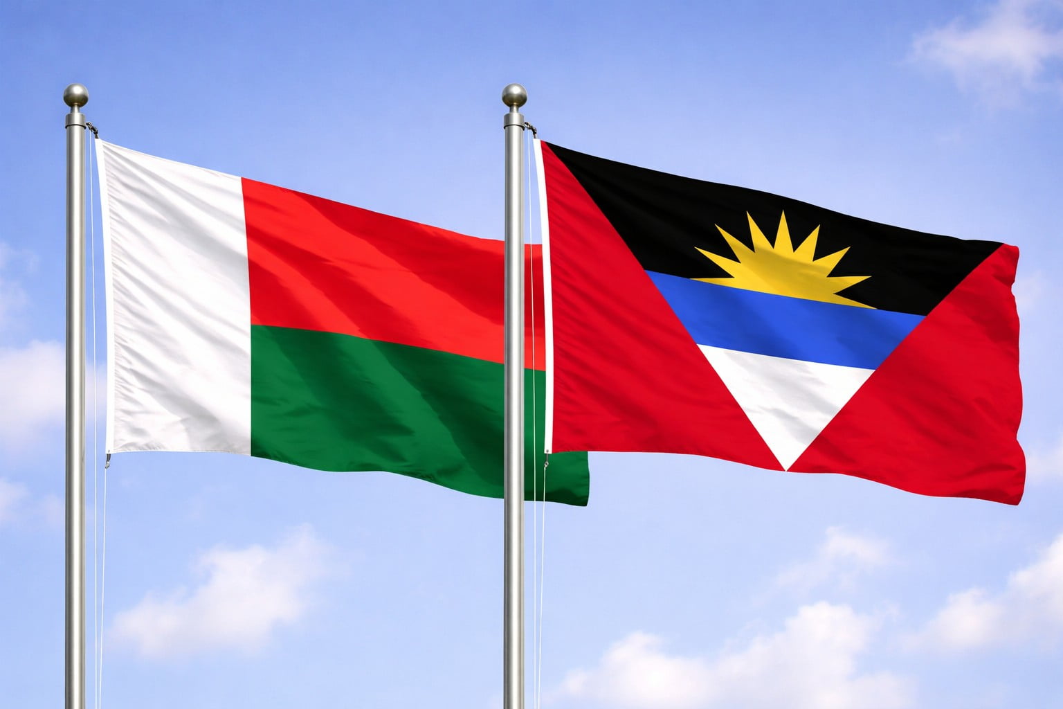 Madagscar Flag And Antigua And Barbuda Flag