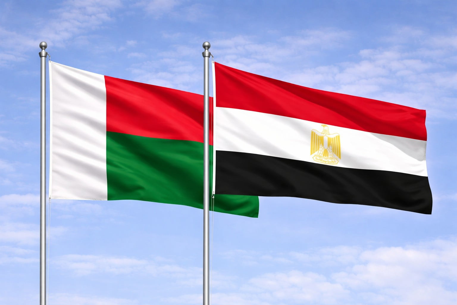 Madagscar Flag And Egypt Flag