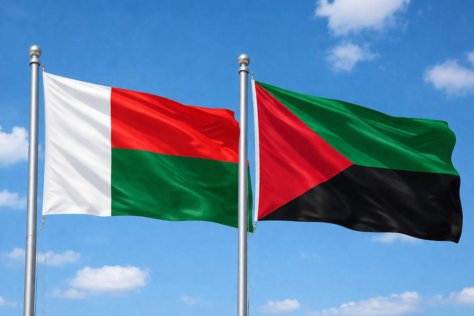 Madagscar Flag And Martinique Flag