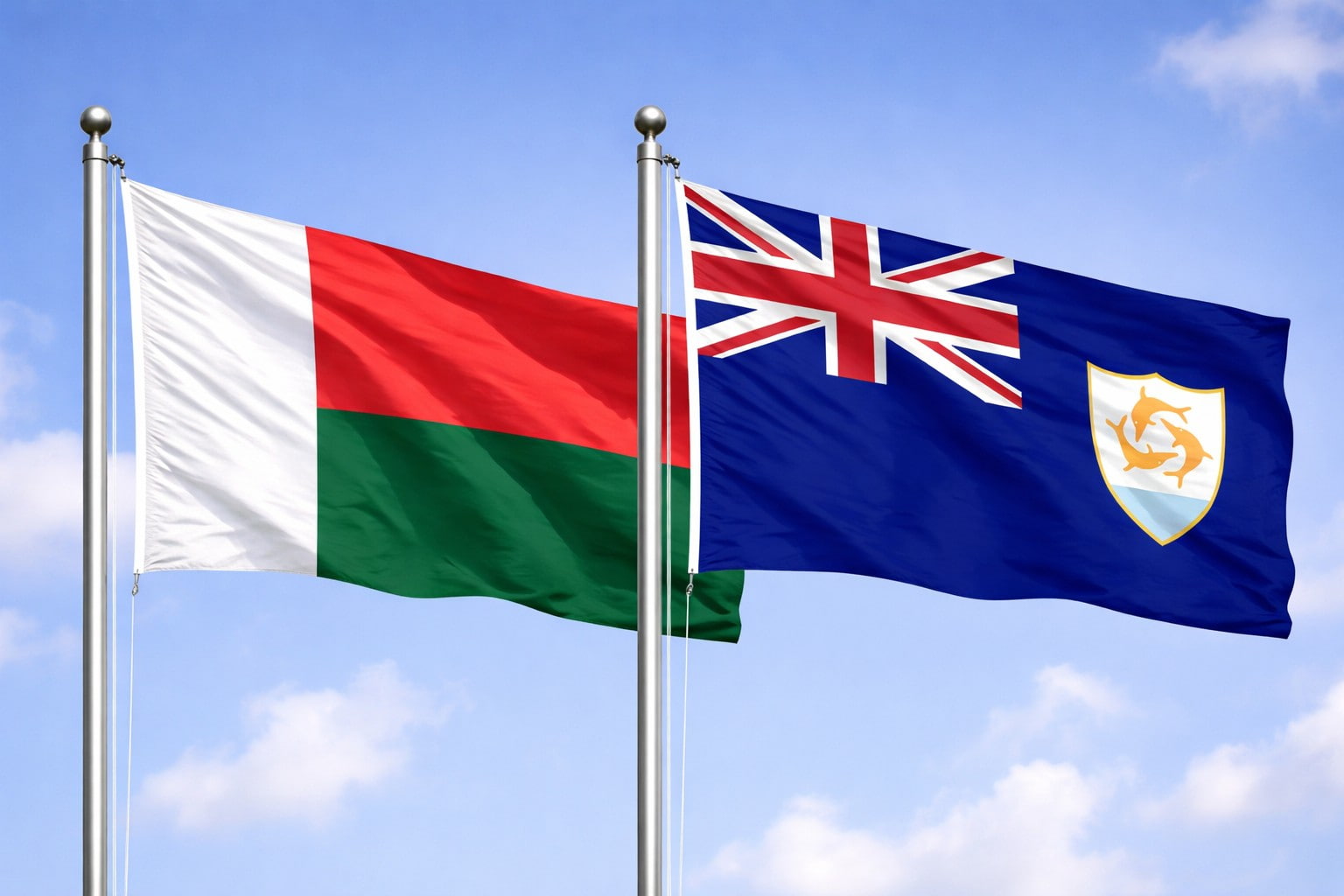 Madascar Flag And Anguilla Flag