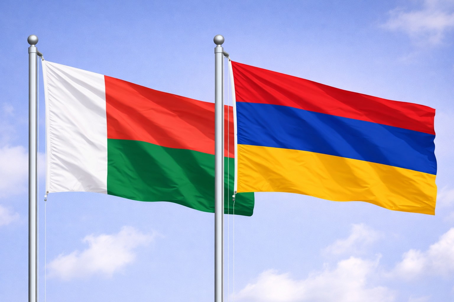 Madgascar Flag And Armenia Flag