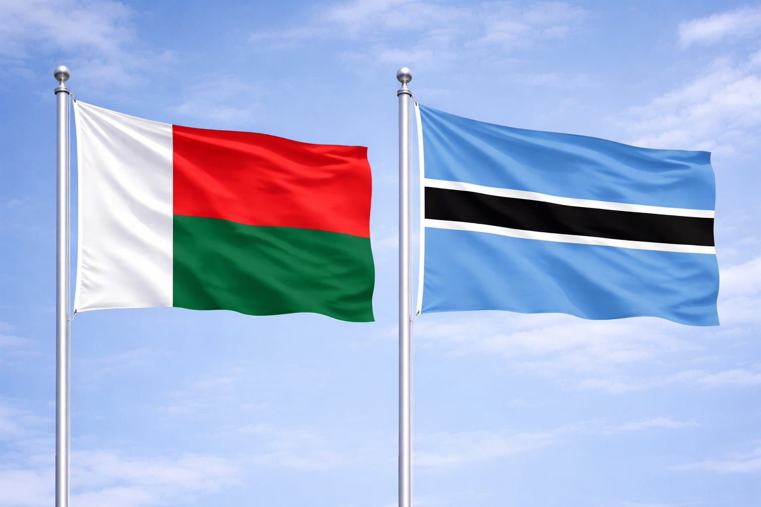 Madgascar Flag And Botswana Flag