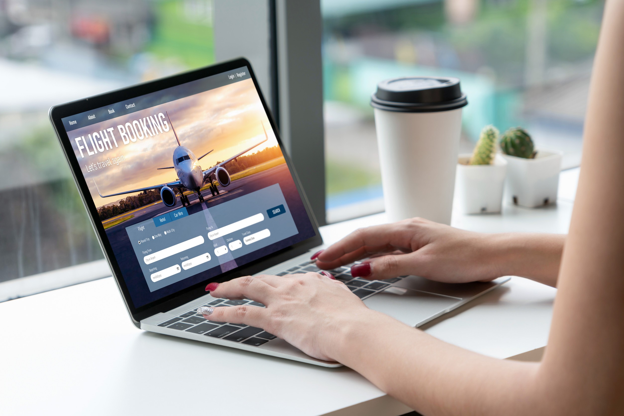 Online Flight Booking Website Provide Modish Reservation System Travel Technology Concept Online Flight Booking Website Provide Modish Reservation System Travel Technology Concept