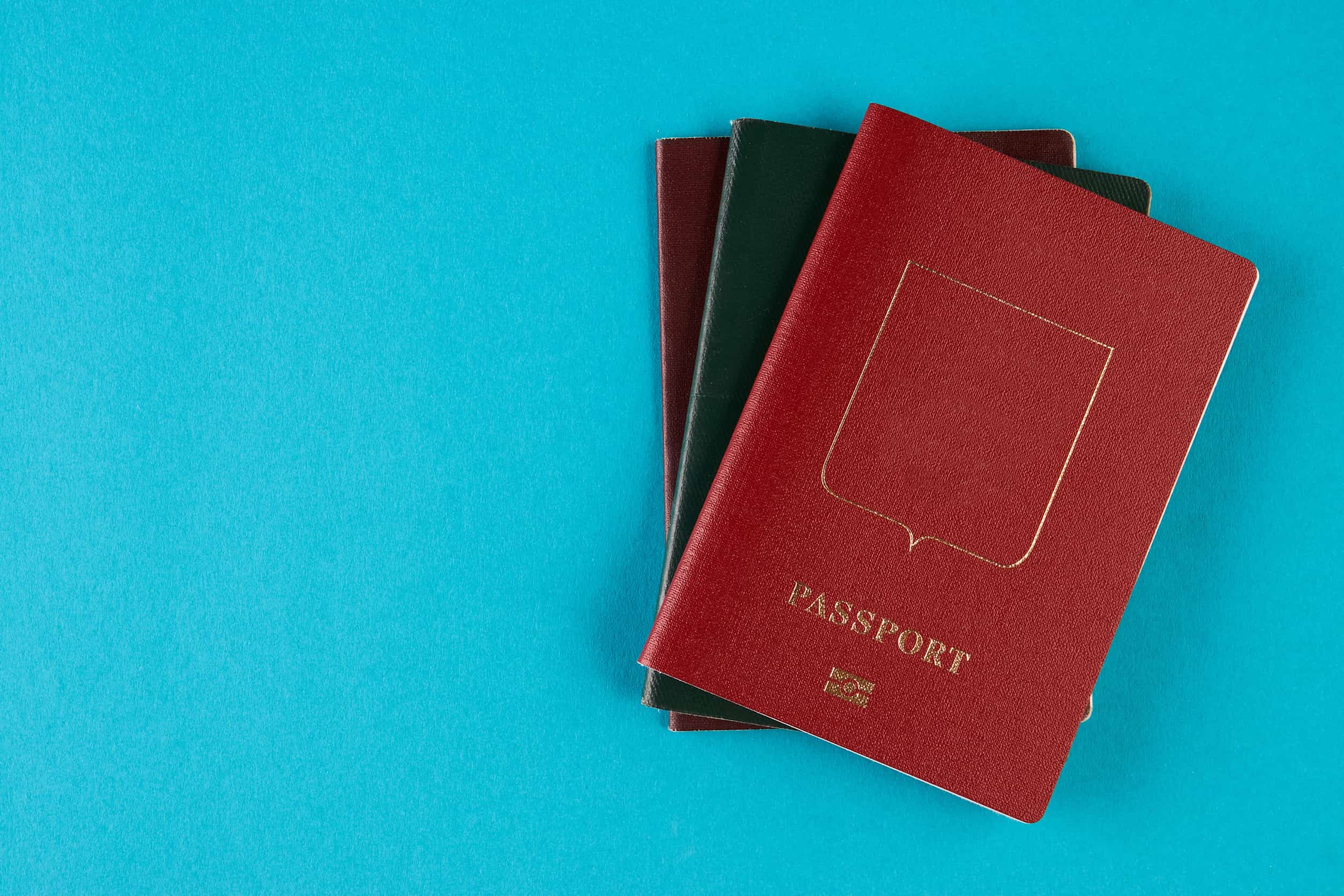 Passports On A Blue Background